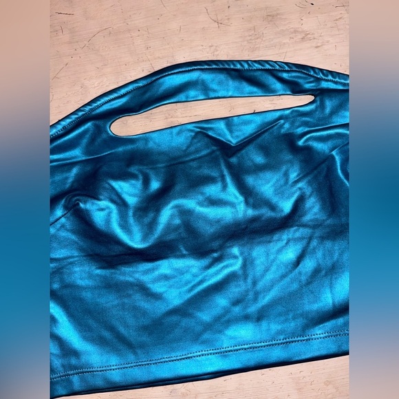 Urban Outfitters Blue Shiny Metallic Cutout Tube Top NWT | size Small - Picture 2 of 6